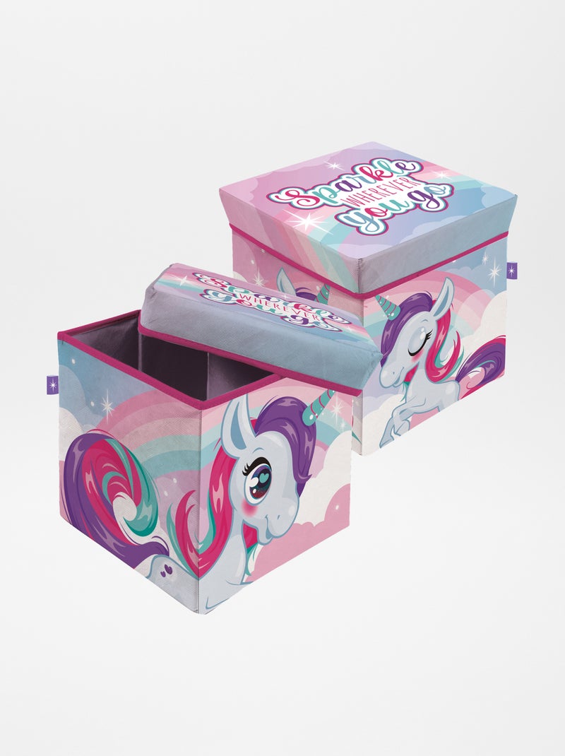 Cubo de almacenaje unicornio ROSA - Kiabi