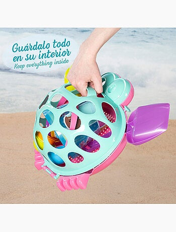 Cubo de playa con accesorios y cangrejo color beach