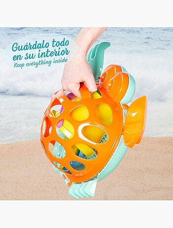 Cubo de playa con accesorios y moldes color beach