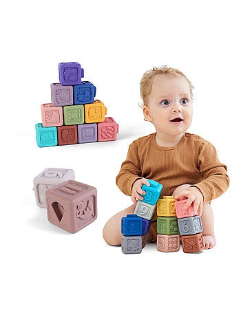 Cubos de estimulación para apilar con sonido - Juego de estimulación | SUPERBE BEBE