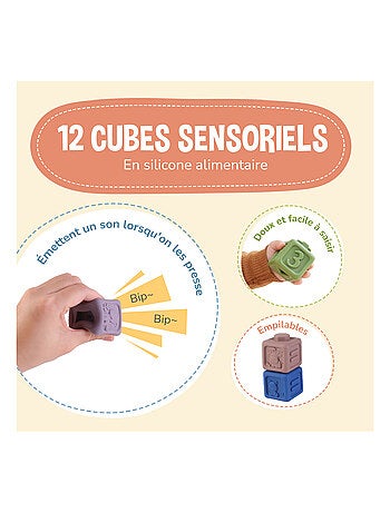 Cubos de estimulación para apilar con sonido - Juego de estimulación | SUPERBE BEBE