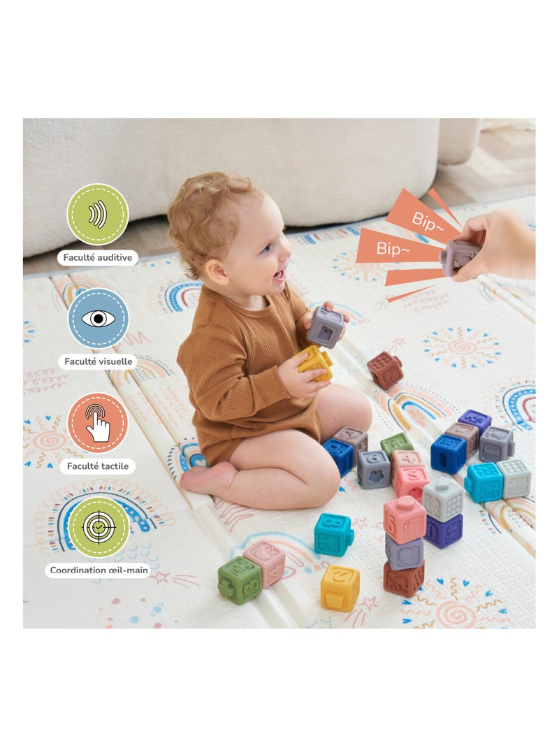 Cubos de estimulación para apilar con sonido - Juego de estimulación | SUPERBE BEBE N/D - Kiabi