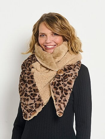Cubre hombros de forro polar transparente y piel de leopardo - AFIBEL