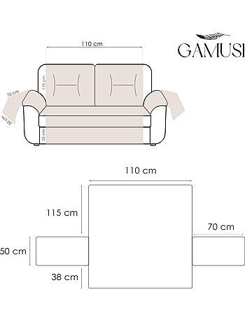Cubre sofá 2 plazas, con goma ajustable - Gamusi.