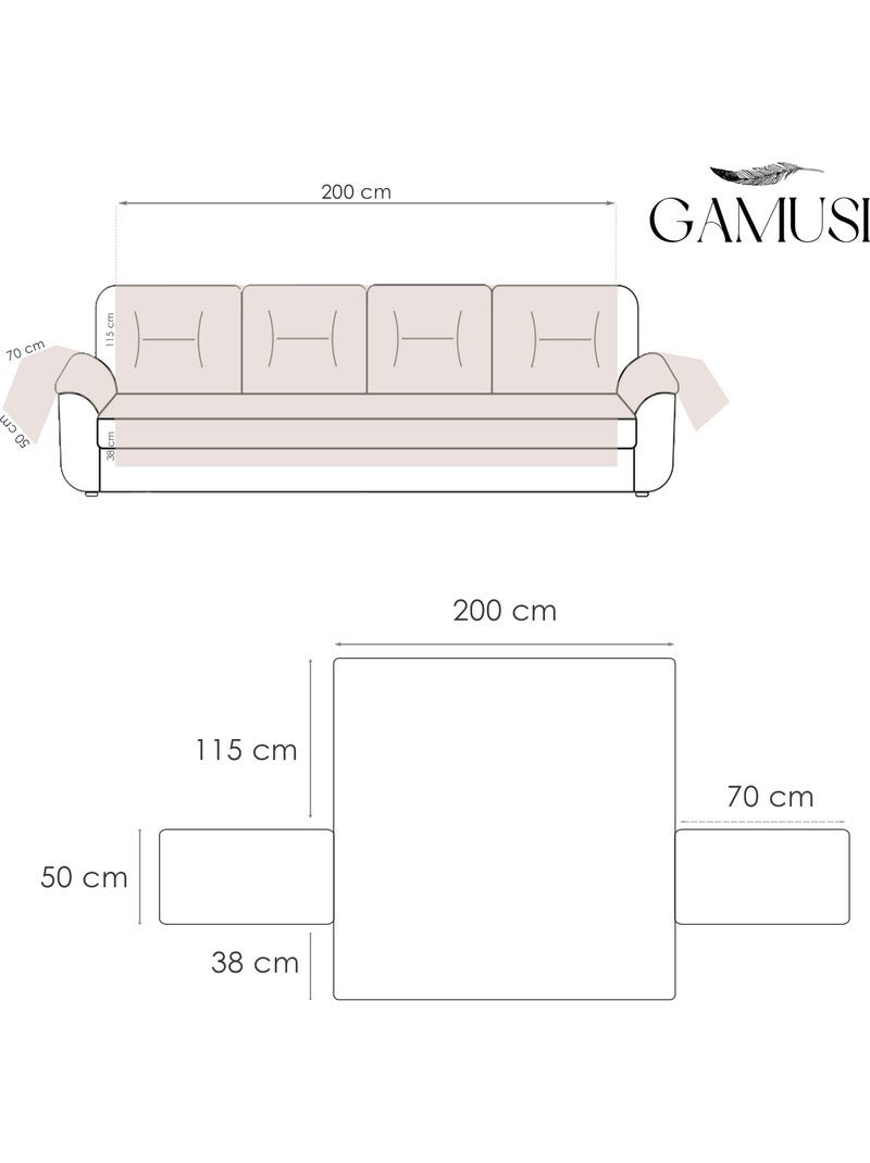 Cubre sofá 4 plazas, con goma ajustable - Gamusi. Gris claro - Kiabi