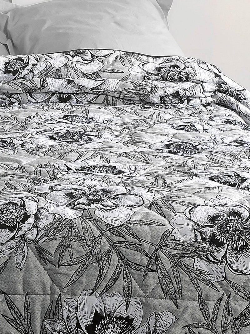 Cubrecama con estampado floral Gris perla - Kiabi