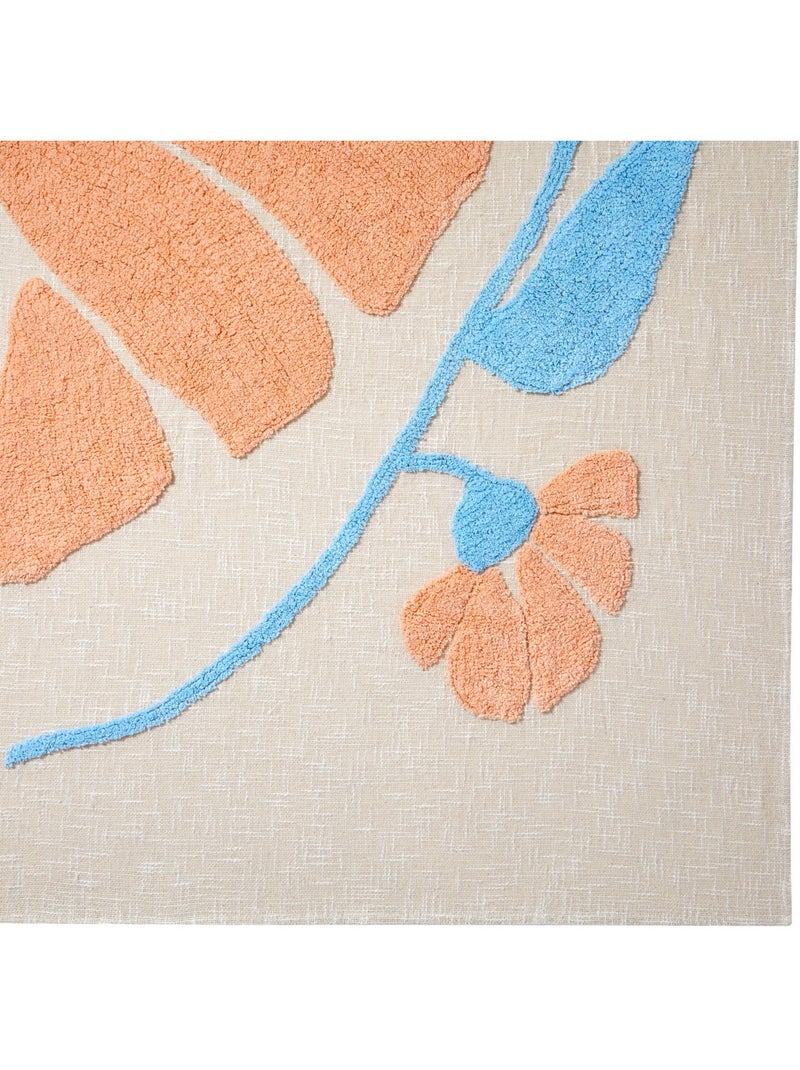 Cubrecama flores silvestres 260x240xcm diseño algodón mechón Blanco cálido - Kiabi