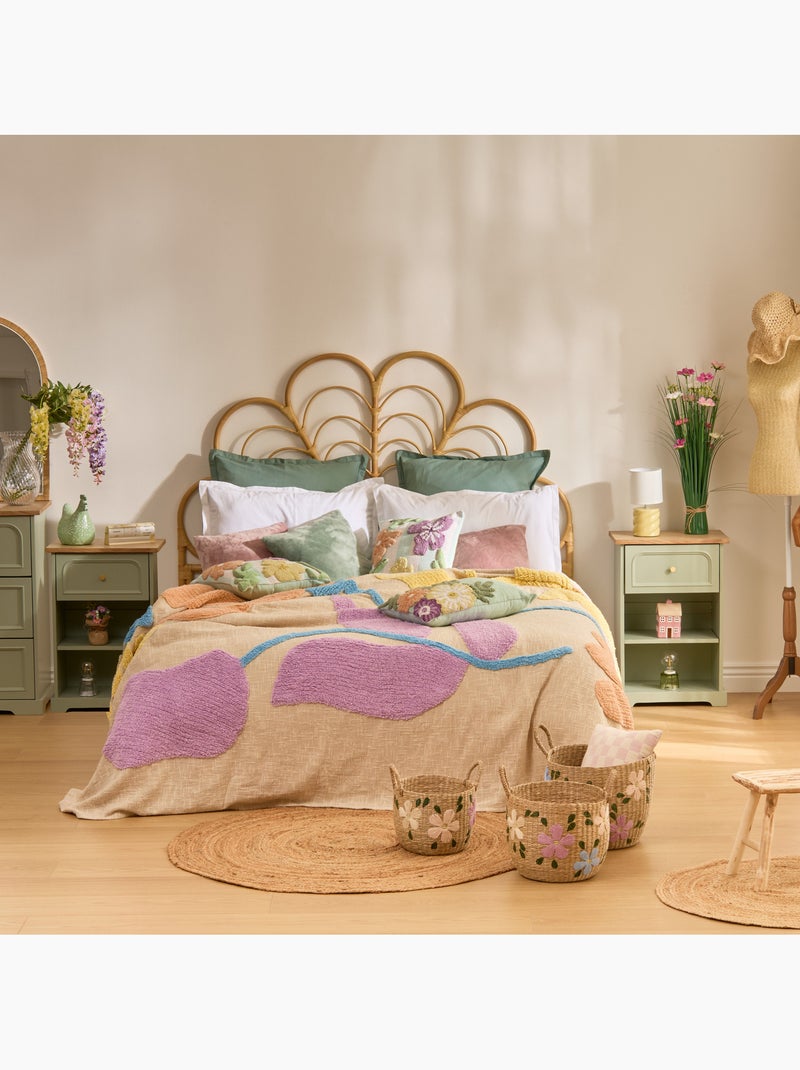 Cubrecama flores silvestres 260x240xcm diseño algodón mechón Blanco cálido - Kiabi