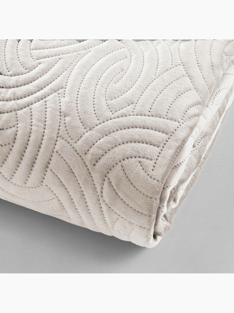 Cubrecama terciopelo liso solange + 2 fundas de cojín 60x60 cm Beige natural - Kiabi