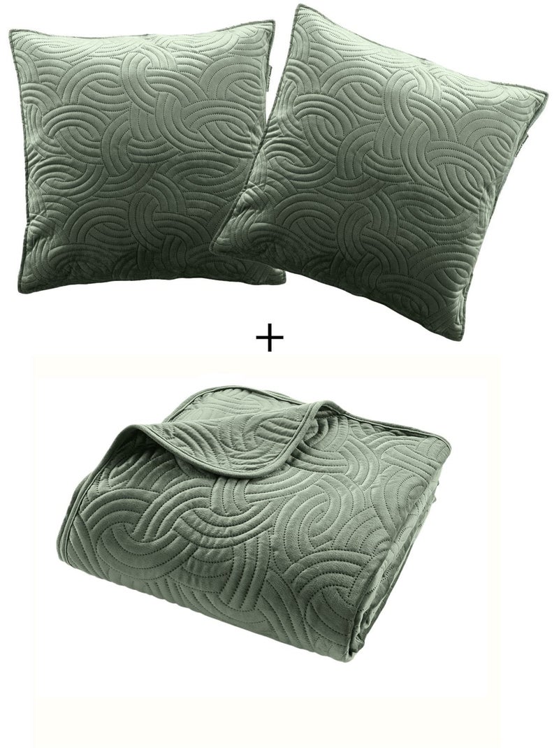 Cubrecama terciopelo liso solange + 2 fundas de cojín 60x60 cm Rosa loto - Kiabi