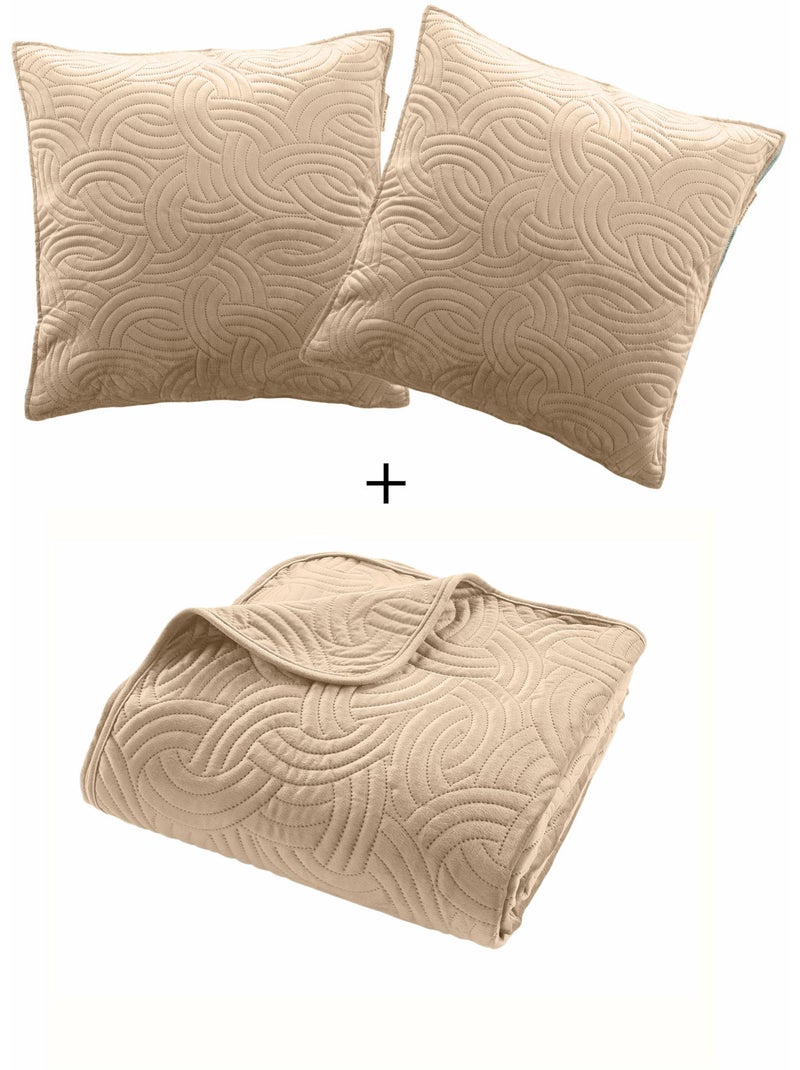 Cubrecama terciopelo liso solange + 2 fundas de cojín 60x60 cm Verdín - Kiabi
