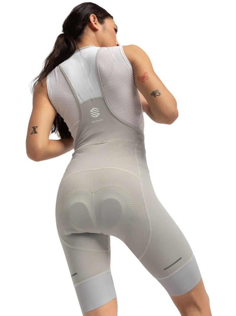 Culote corto reciclado ciclismo mujer ciclismo mujer sía Blanco Gris - Kiabi