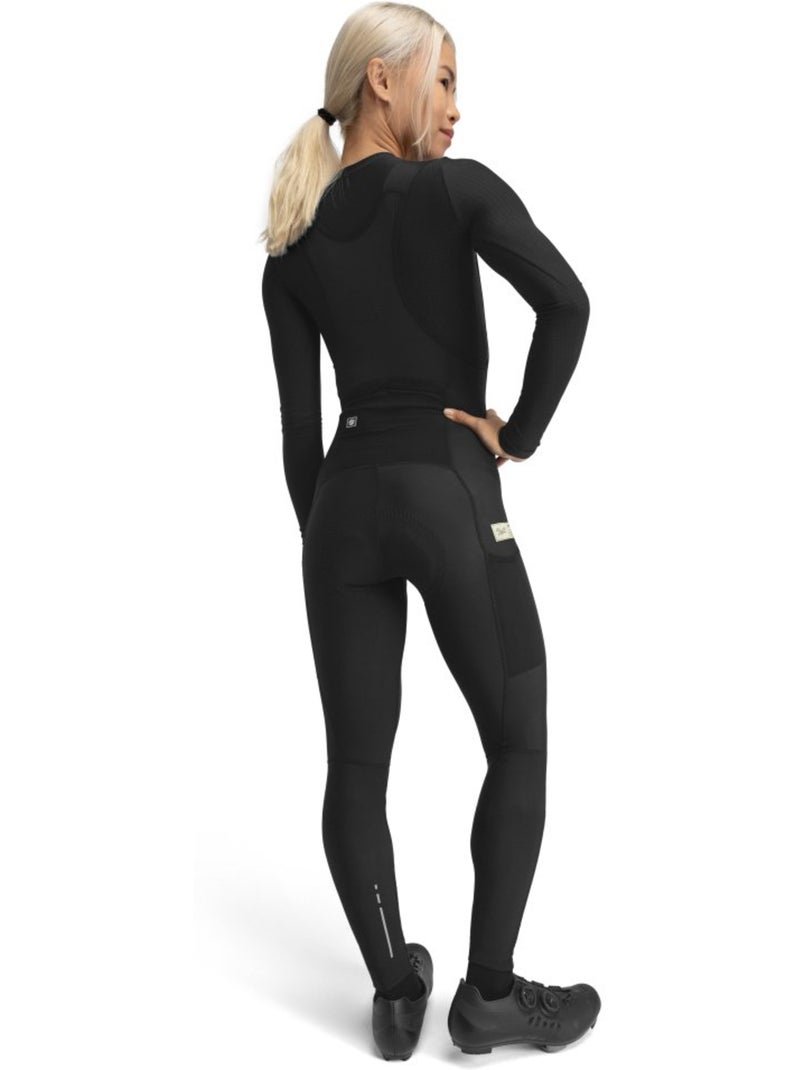Culote largo térmico de gravel mujer ciclismo mujer delta Negro - Kiabi