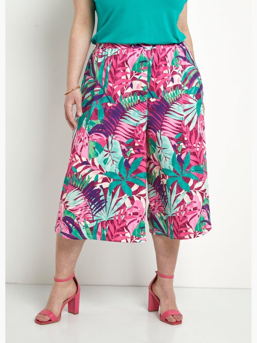Culotte con cintura elástica y estampado tropical - Afibel - Kiabi Culotte con cintura elástica y estampado tropical - Afibel - Kiabi