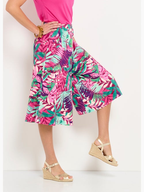 Culotte con cintura elástica y estampado tropical - Afibel - Kiabi Culotte con cintura elástica y estampado tropical - Afibel - Kiabi