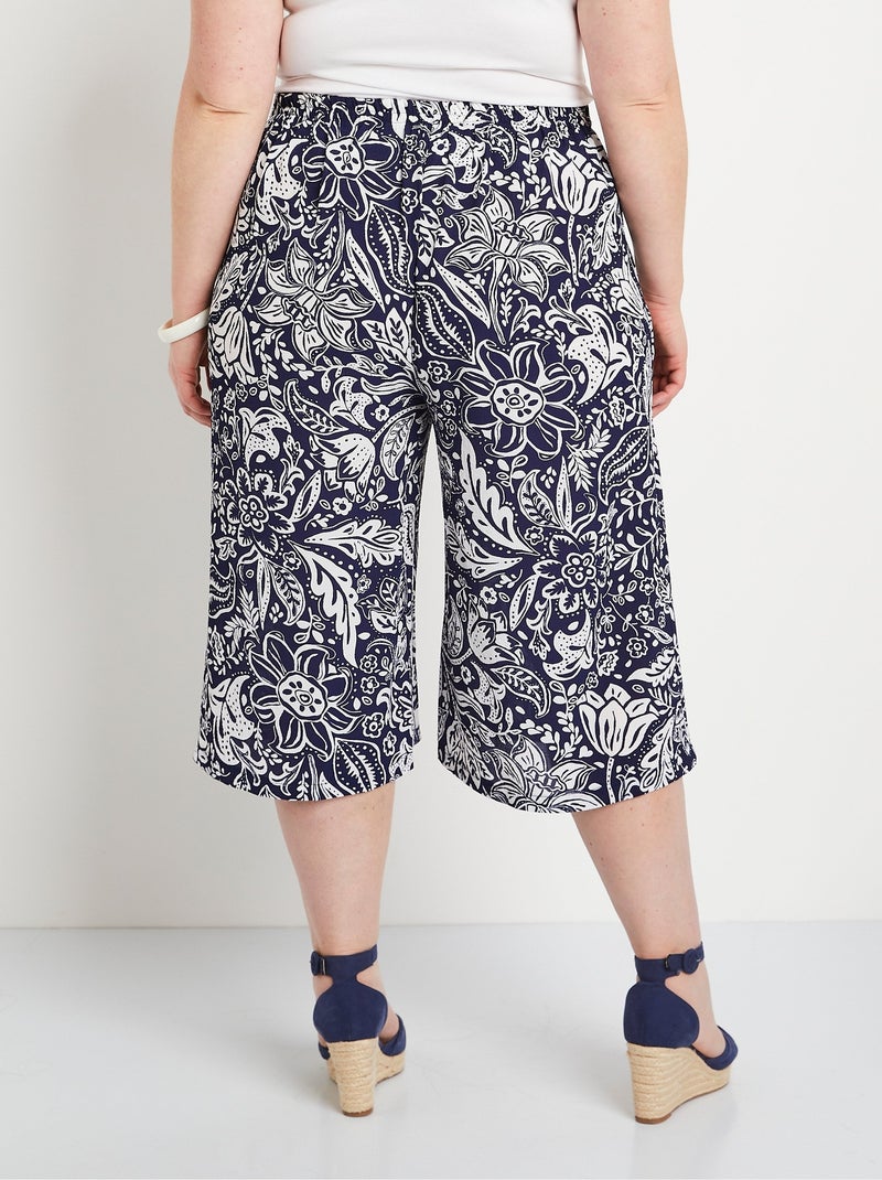 Culotte con cintura elástica y tejido gofrado - Afibel Azul Blanco - Kiabi
