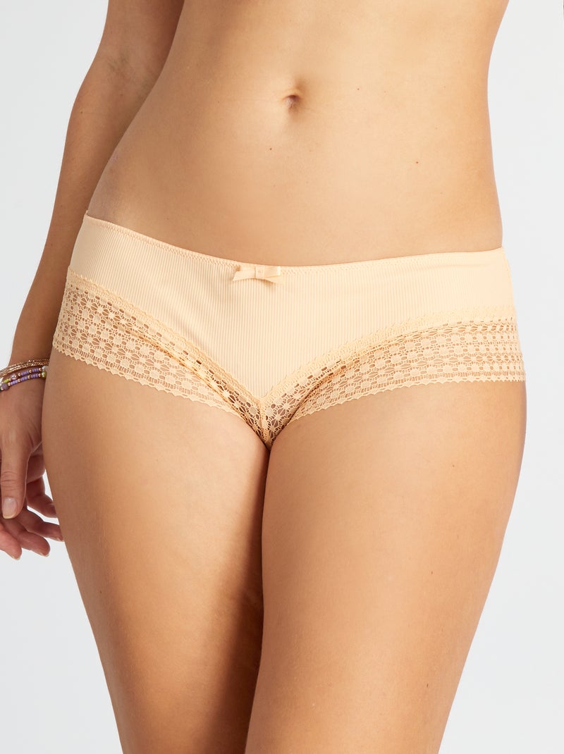 Culotte con ribete de encaje NARANJA - Kiabi