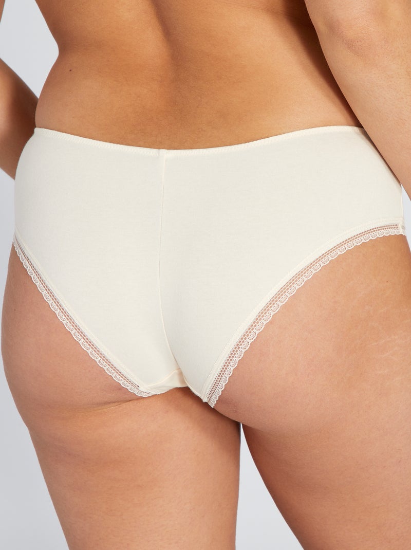 Culotte de algodón con galones de encaje BEIGE - Kiabi