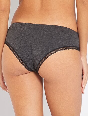 Culotte de algodón con galones de encaje