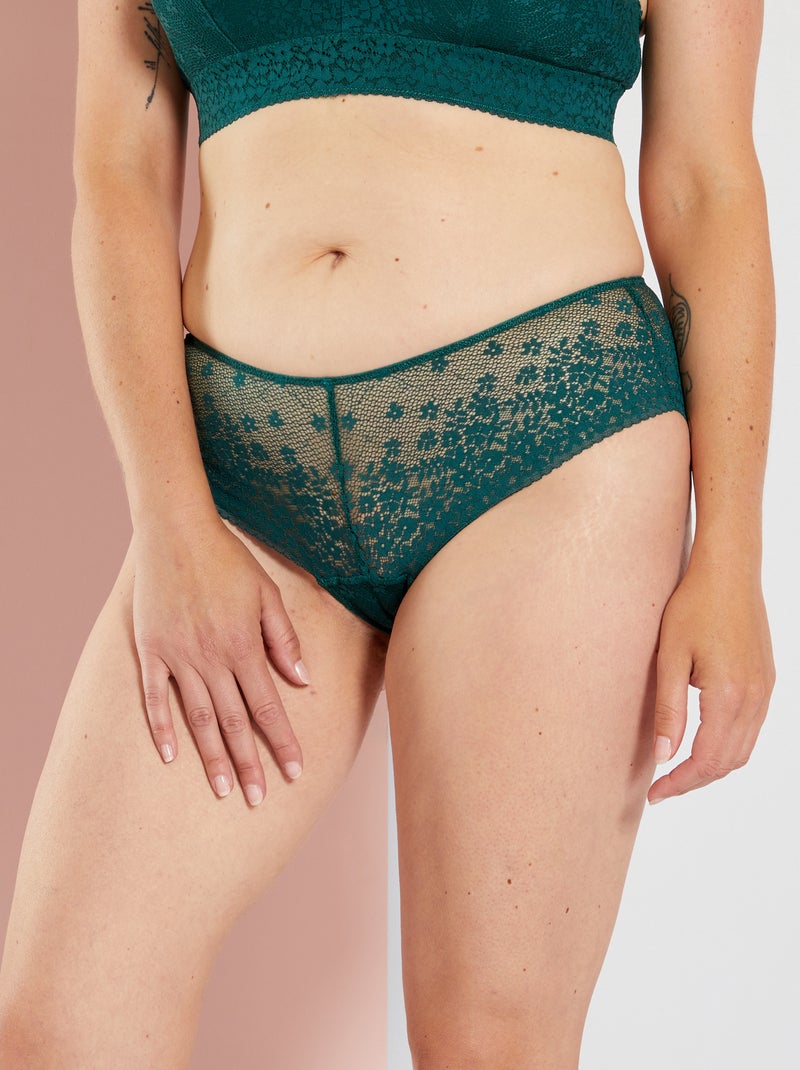 Culotte de encaje verde gris - Kiabi