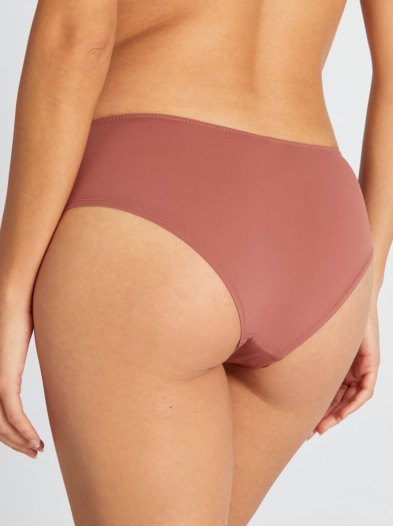 Culotte de microfibra y encaje ROSA - Kiabi