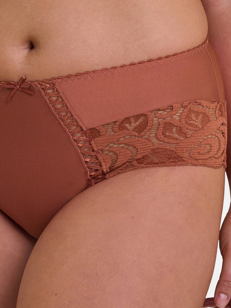 Culotte de microfibra y encaje 'Sans complexe' NARANJA - Kiabi