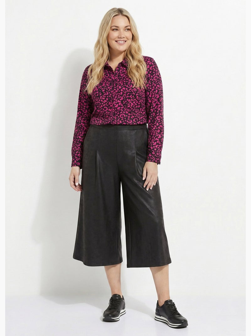 Culotte de punto liso con aspecto de piel - Afibel Negro - Kiabi