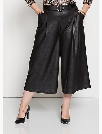 Culotte de punto liso con aspecto de piel