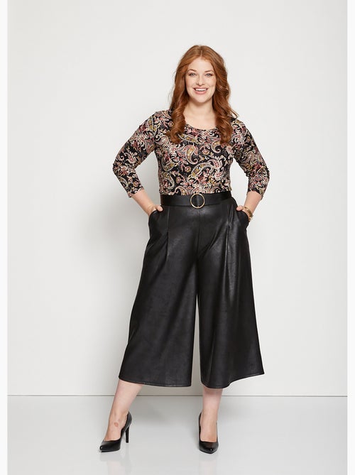 Culotte de punto liso con aspecto de piel - Kiabi