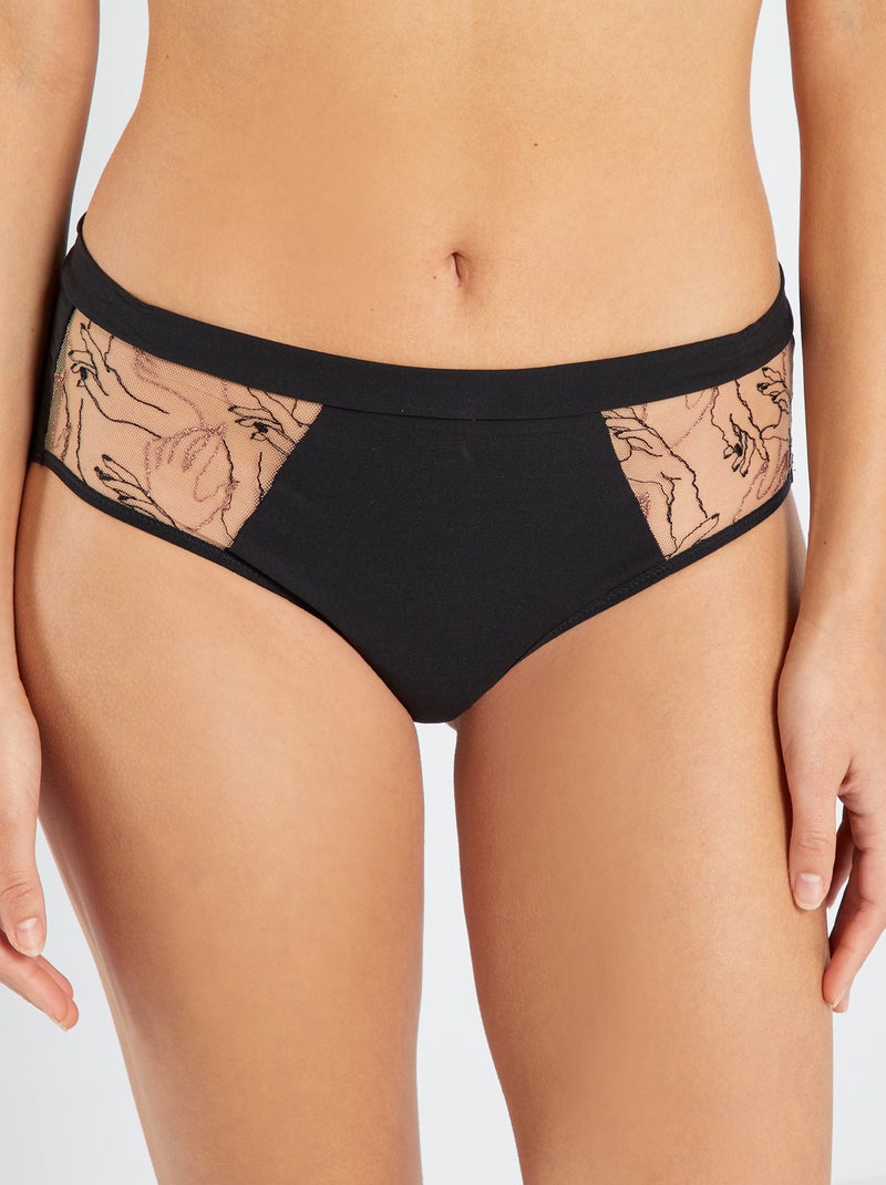 Culotte de tul bordado irisado 'Sans Complexe' NEGRO - Kiabi