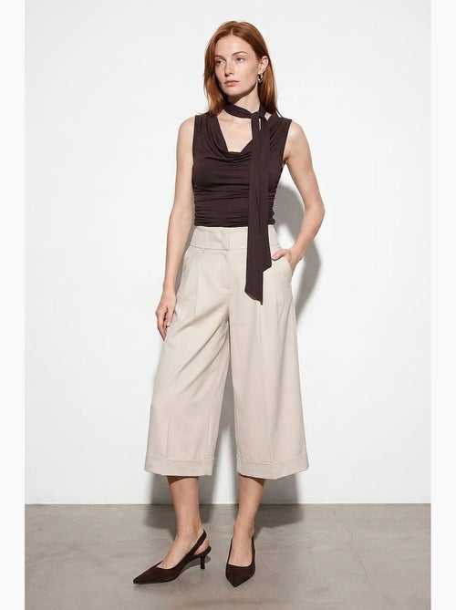 Culotte pantalón tiro alto crepé dilvin - Kiabi Culotte pantalón tiro alto crepé dilvin - Kiabi