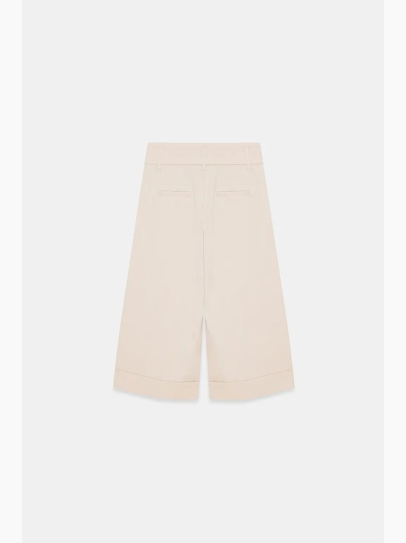 Culotte pantalón tiro alto crepé dilvin Beige arcilla - Kiabi