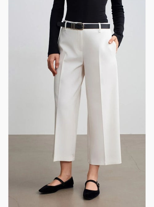 Culottes de crepé de tiro alto con cinturón dilvin - Kiabi Culottes de crepé de tiro alto con cinturón dilvin - Kiabi