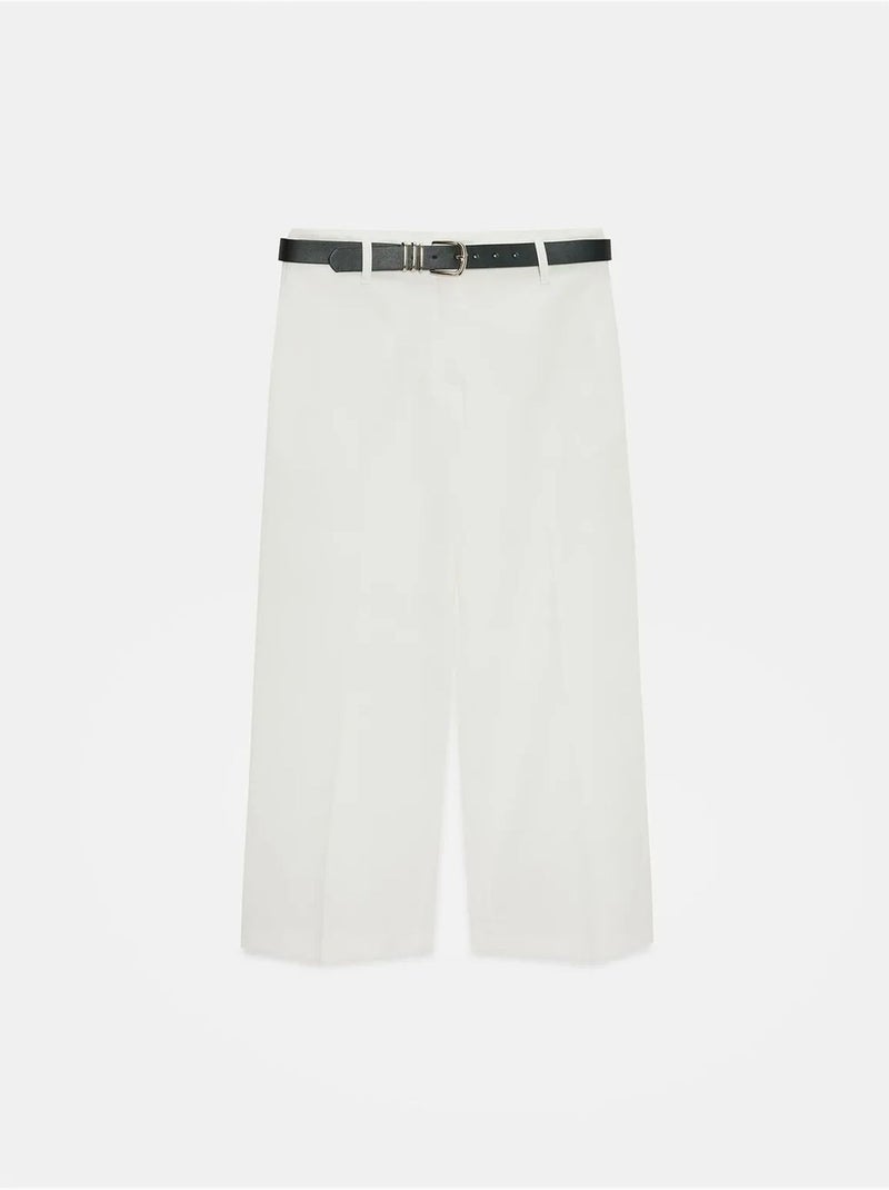 Culottes de crepé de tiro alto con cinturón dilvin Blanco roto - Kiabi