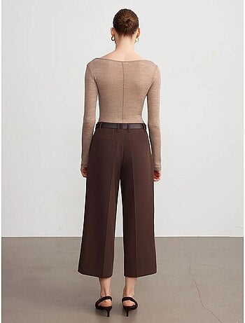 Culottes de crepé de tiro alto con cinturón dilvin
