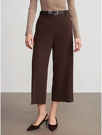 Culottes de crepé de tiro alto con cinturón dilvin