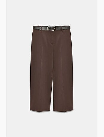 Culottes de crepé de tiro alto con cinturón dilvin