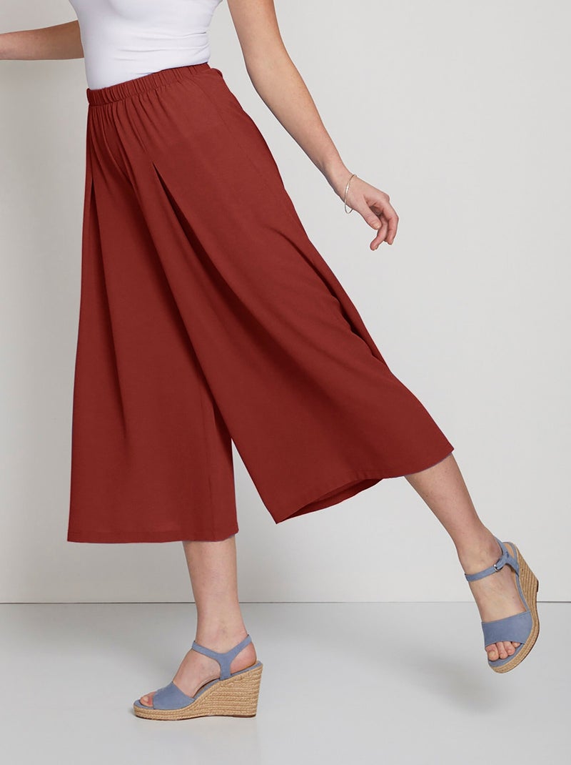 Culottes holgados con cintura elástica - Afibel Terracota - Kiabi