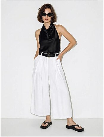 Culottes plisados de tiro alto y pernera ancha lucci