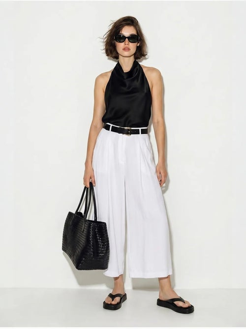 Culottes plisados de tiro alto y pernera ancha lucci - Kiabi