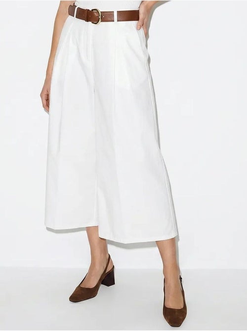 Culottes plisados de tiro alto y pernera ancha lucci - Kiabi Culottes plisados de tiro alto y pernera ancha lucci - Kiabi