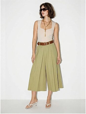 Culottes plisados de tiro alto y pernera ancha lucci