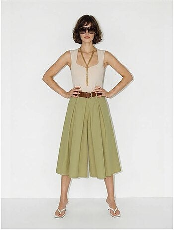 Culottes plisados de tiro alto y pernera ancha lucci