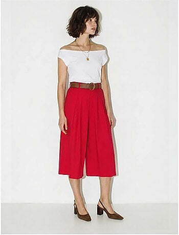 Culottes plisados de tiro alto y pernera ancha lucci