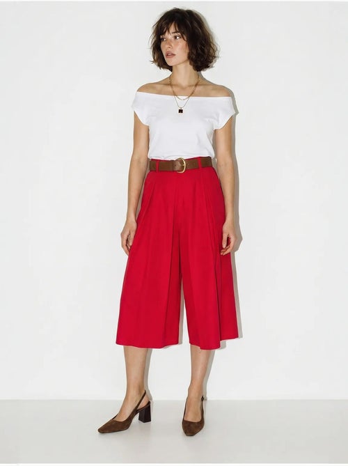 Culottes plisados de tiro alto y pernera ancha lucci - Kiabi Culottes plisados de tiro alto y pernera ancha lucci - Kiabi