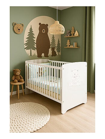 Cuna 120x60 serigrafiada topo en madera - BABYPRICE