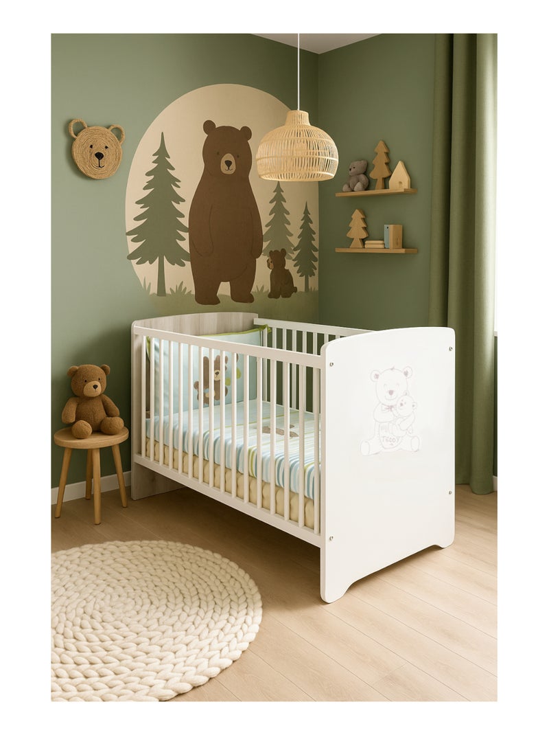 Cuna 120x60 serigrafiada topo en madera - BABYPRICE Blanco - Kiabi