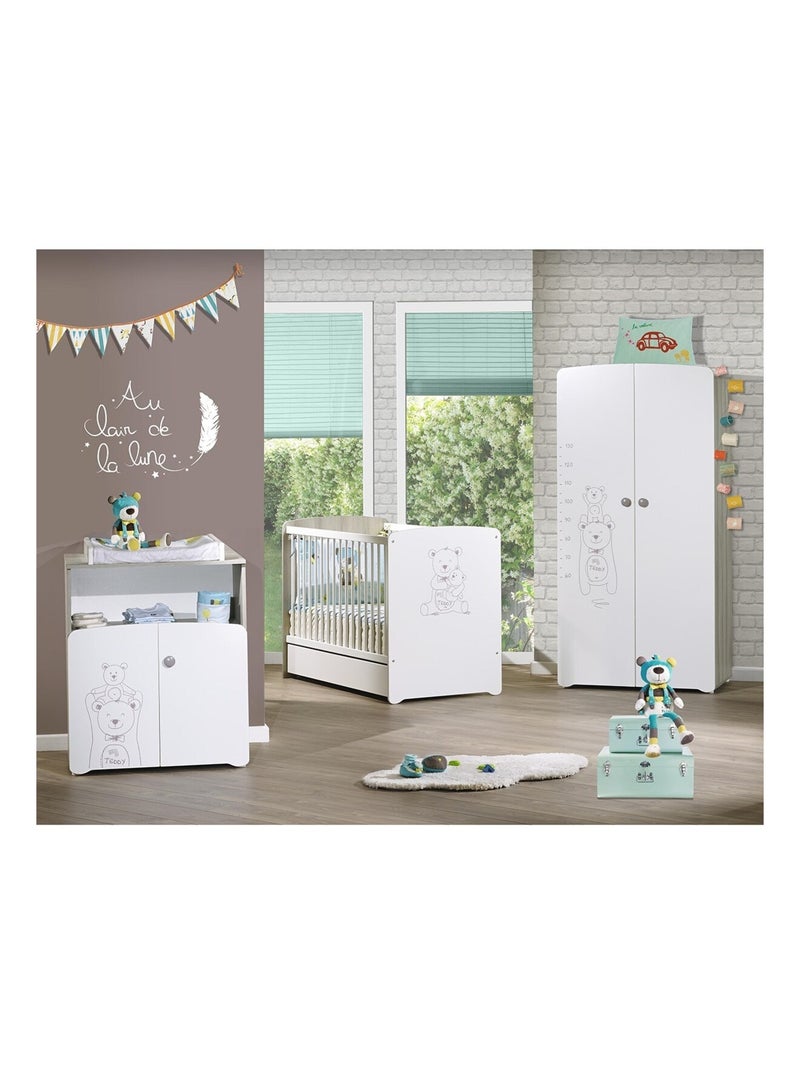 Cuna 120x60 serigrafiada topo en madera - BABYPRICE Blanco - Kiabi