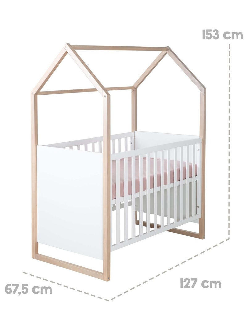 Cuna 2 en 1 colecho y cama independiente 'Roba Cabane' Blanco/Madera - Kiabi