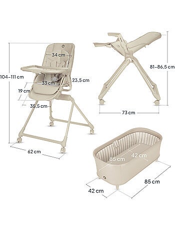 Cuna 3 en 1 LIONELO Maddie Set - Evolutiva - Trona - Plegable - Hasta 15 kg - 4 ruedas